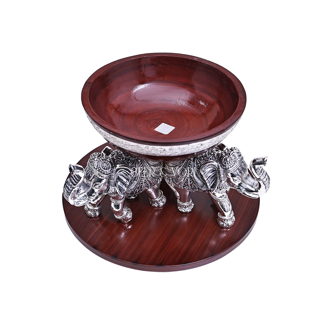 Royal Three Elephant Silver Bowl