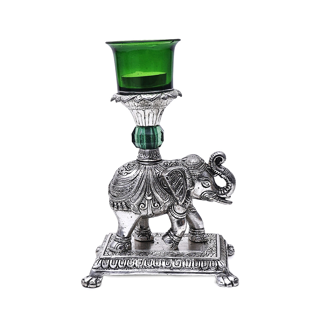 German Silver Elephant Candle Holder