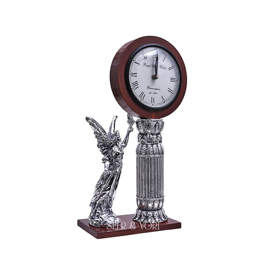 Silver Celestial Angel Table Clock