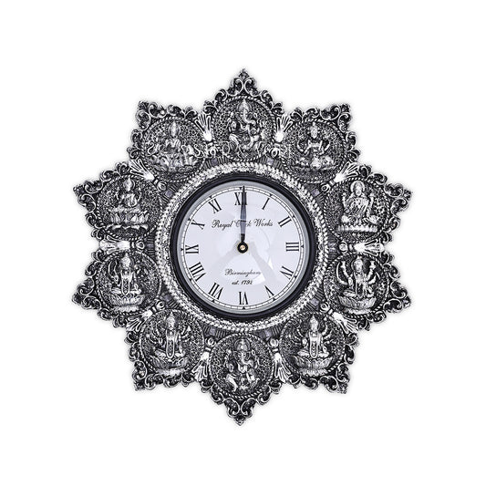 Silver Divine Motif Ornate Wall Clock