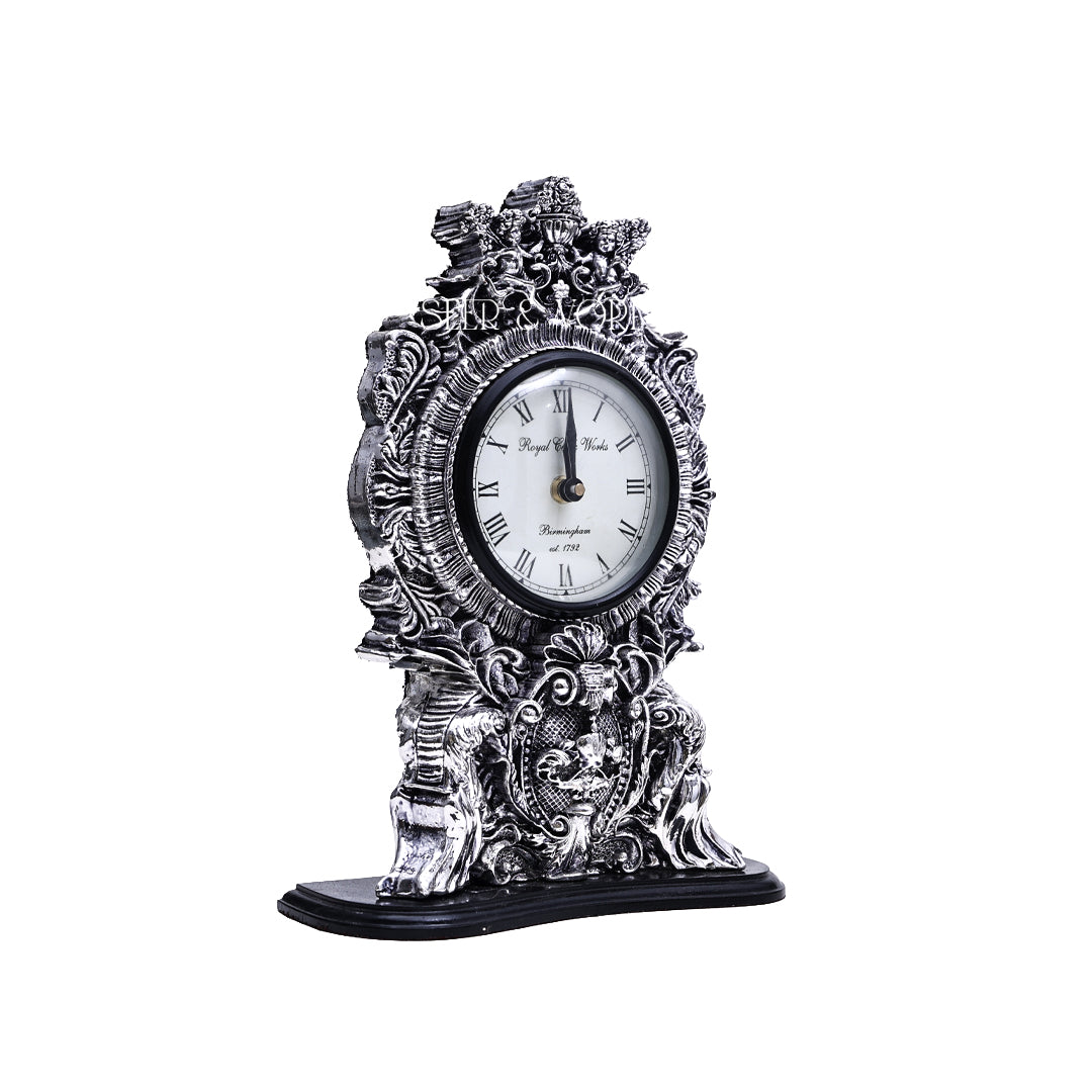 Imperial Silver Desk Clock