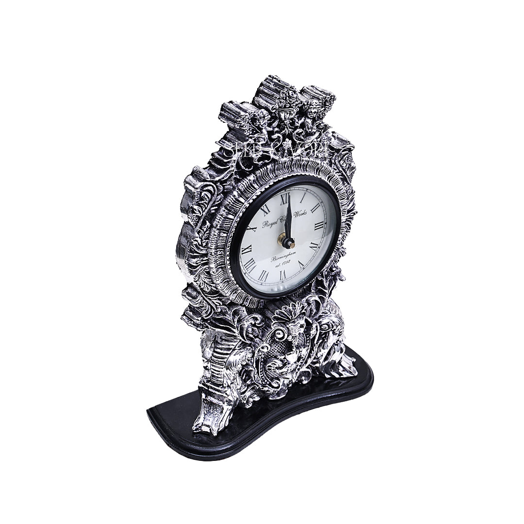 Imperial Silver Desk Clock