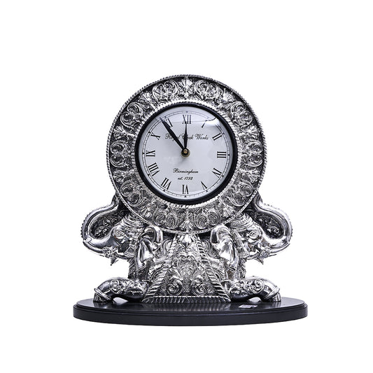 Majestic Silver Elephant Table Clock