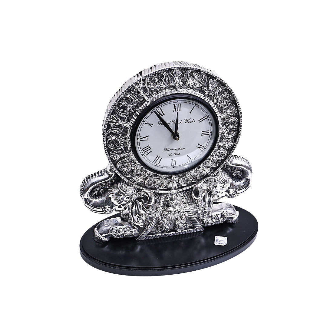Majestic Silver Elephant Table Clock
