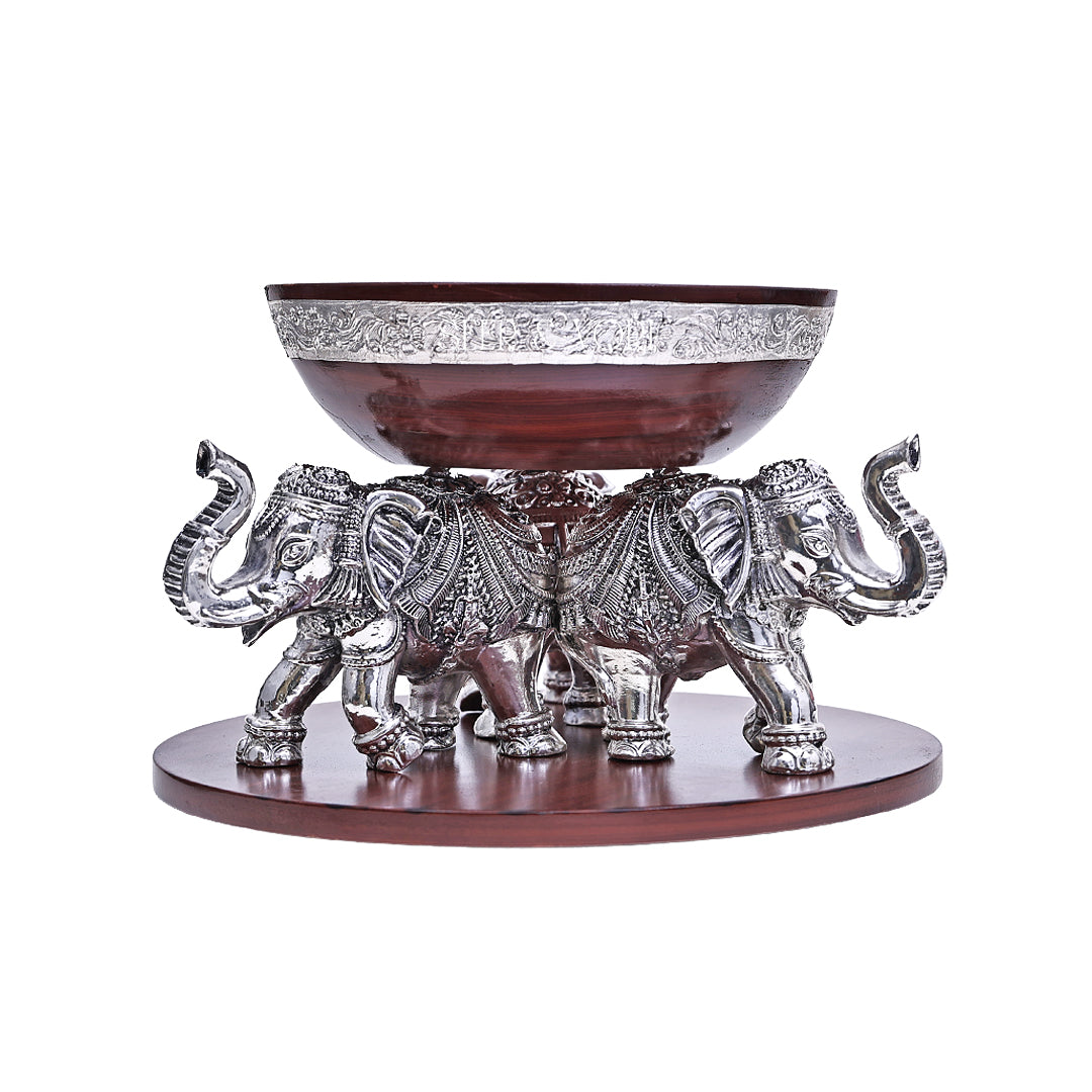Royal Three Elephant Silver Bowl