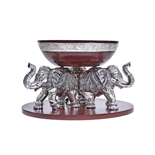 Royal Three Elephant Silver Bowl