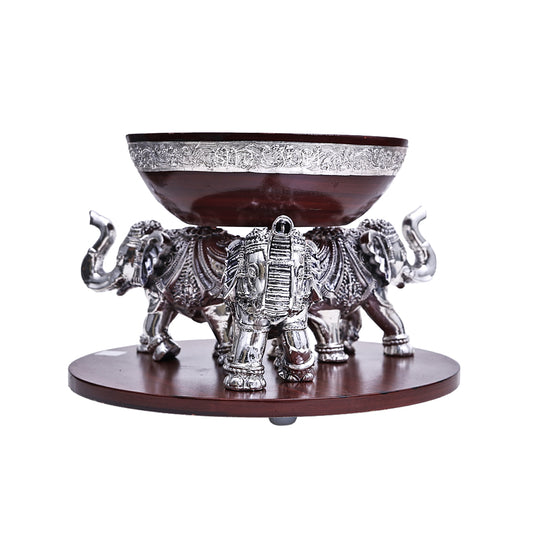 Royal Three Elephant Silver Bowl