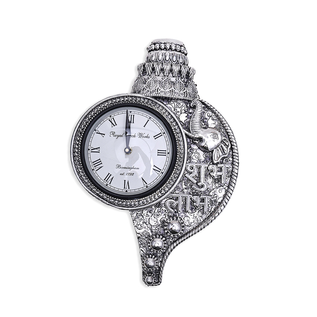 Silver Shankh Wall Clock