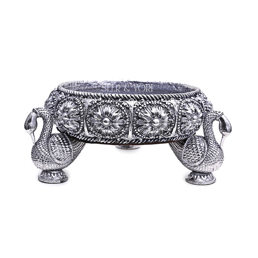 Silver Peacock Urli Bowl