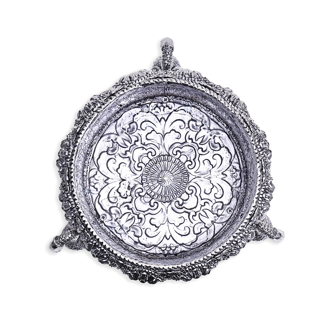 Silver Peacock Urli Bowl