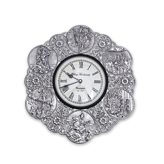 Silver Radha-Krishna Wall Clock