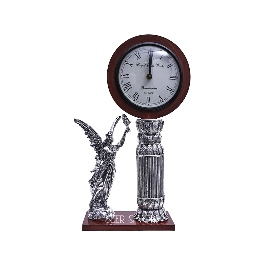 Silver Celestial Angel Table Clock