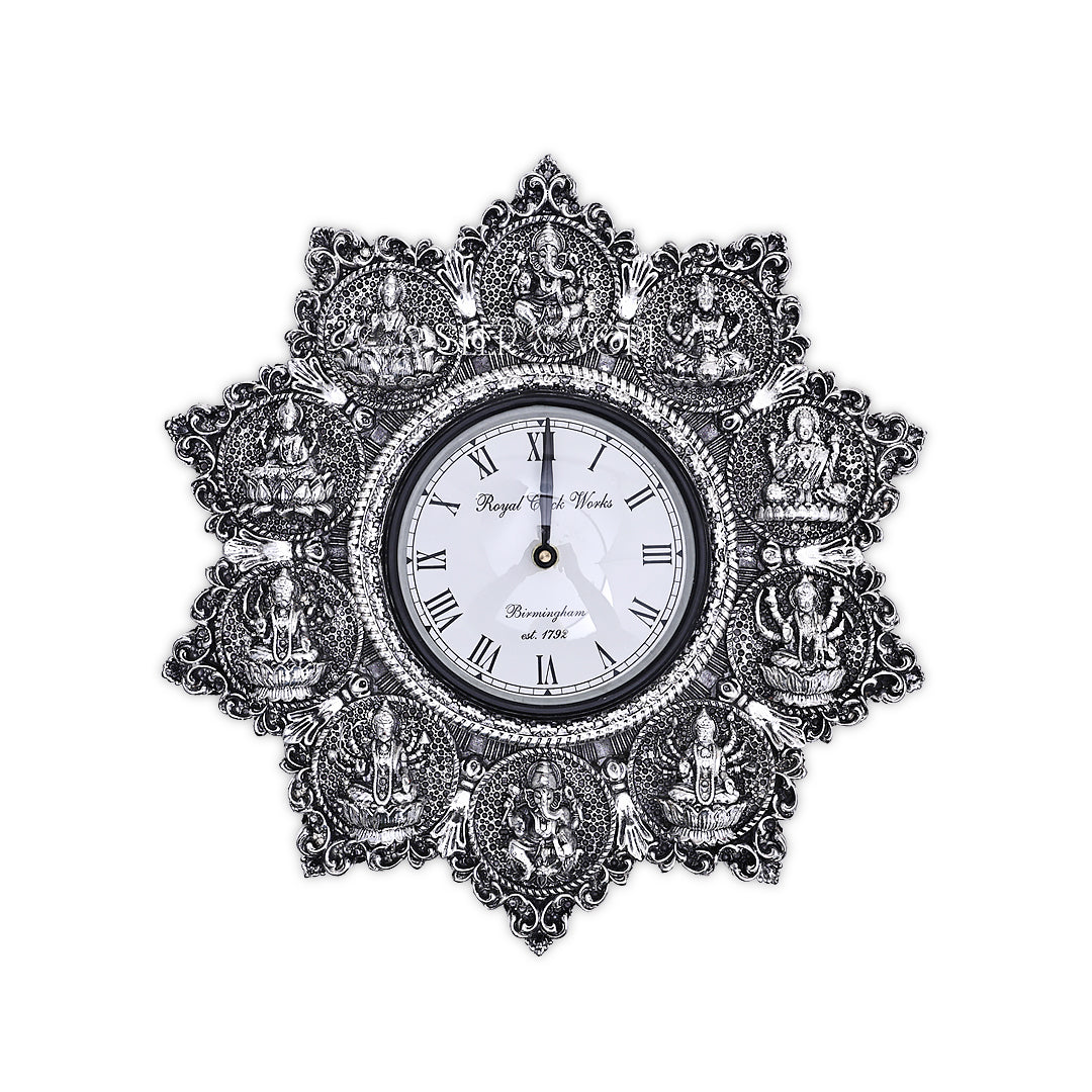 Silver Divine Motif Ornate Wall Clock