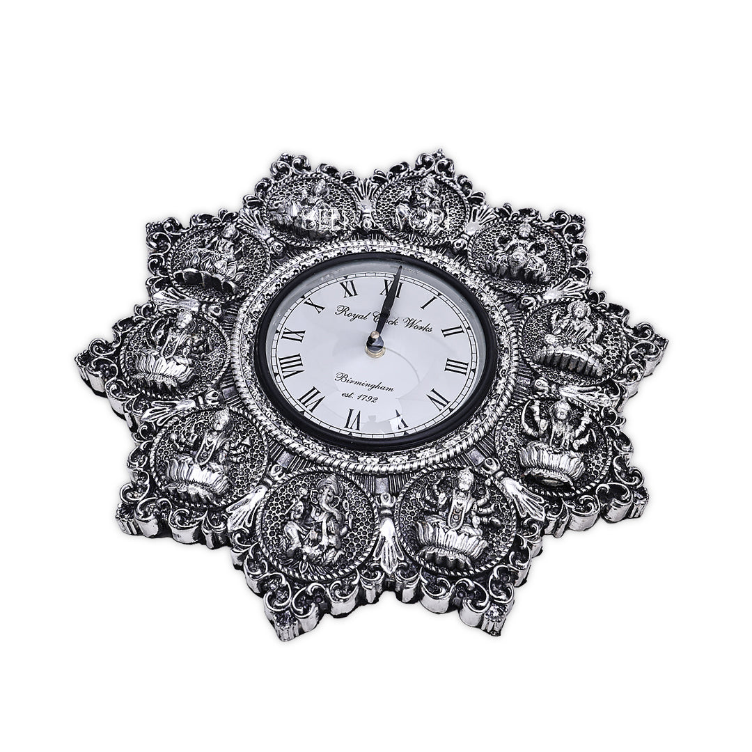 Silver Divine Motif Ornate Wall Clock