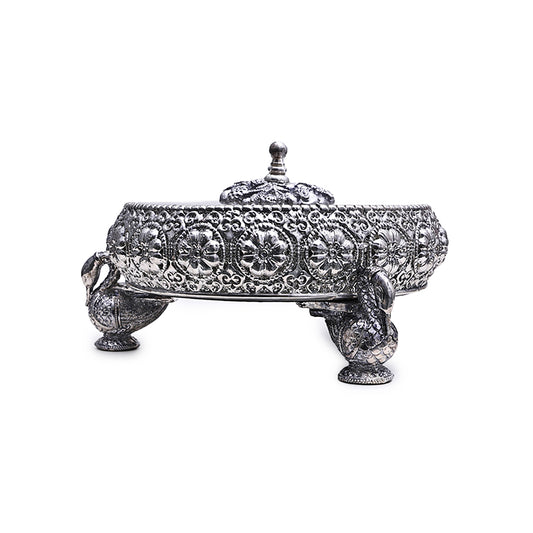 Silver Floral Urli with Lid