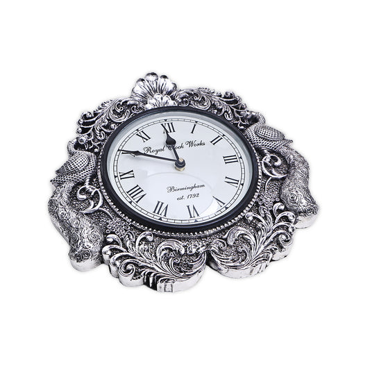 Silver Peacock Heritage Wall Clock
