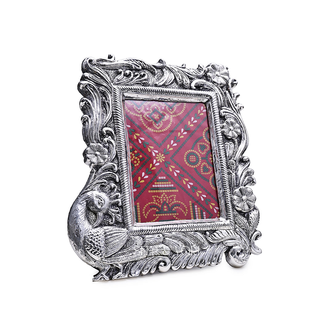 Silver Peacock Photo Frame