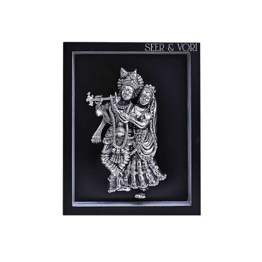Silver Radha Krishna Divine Frame