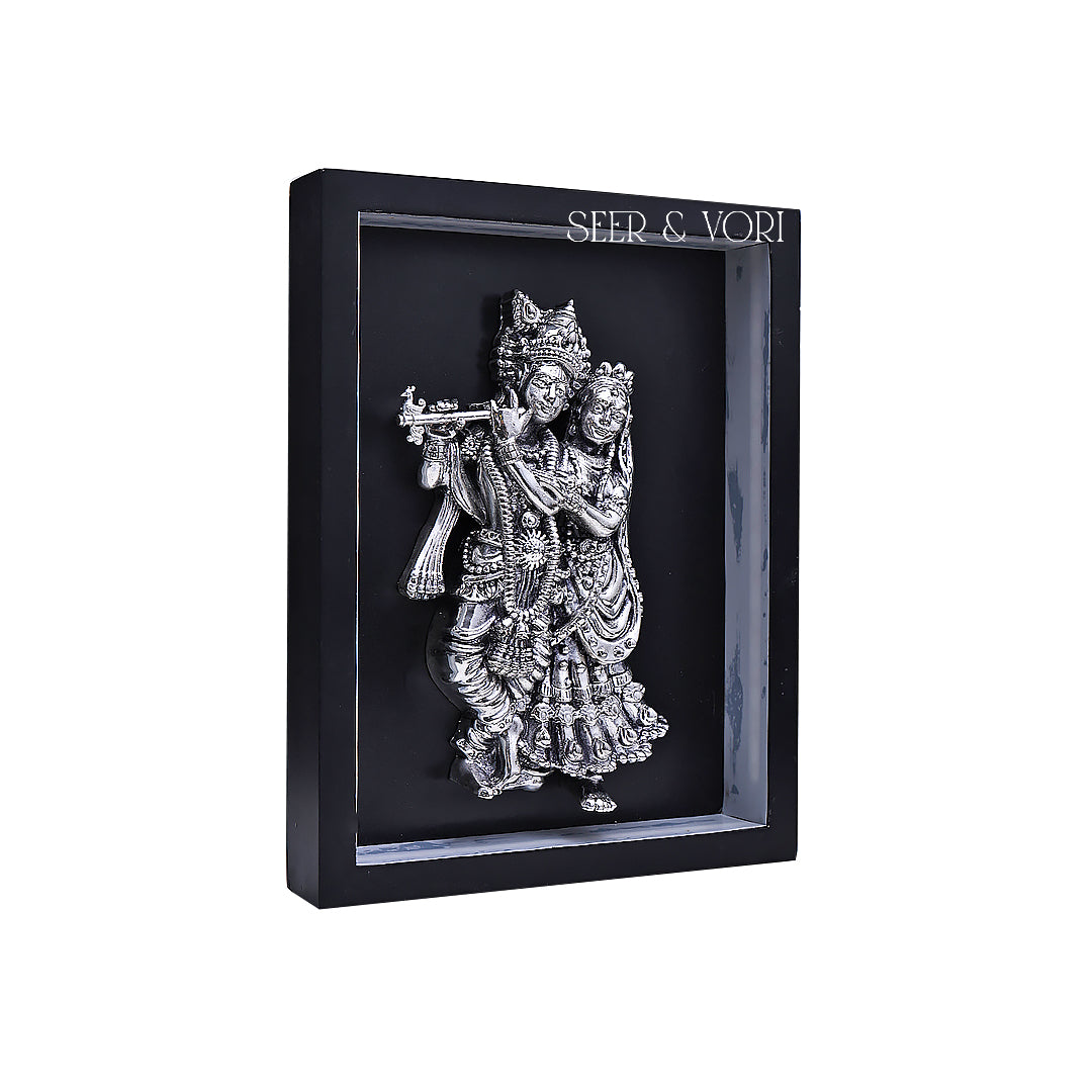Silver Radha Krishna Divine Frame