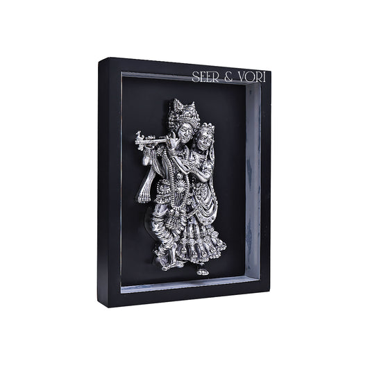 Silver Radha Krishna Divine Frame