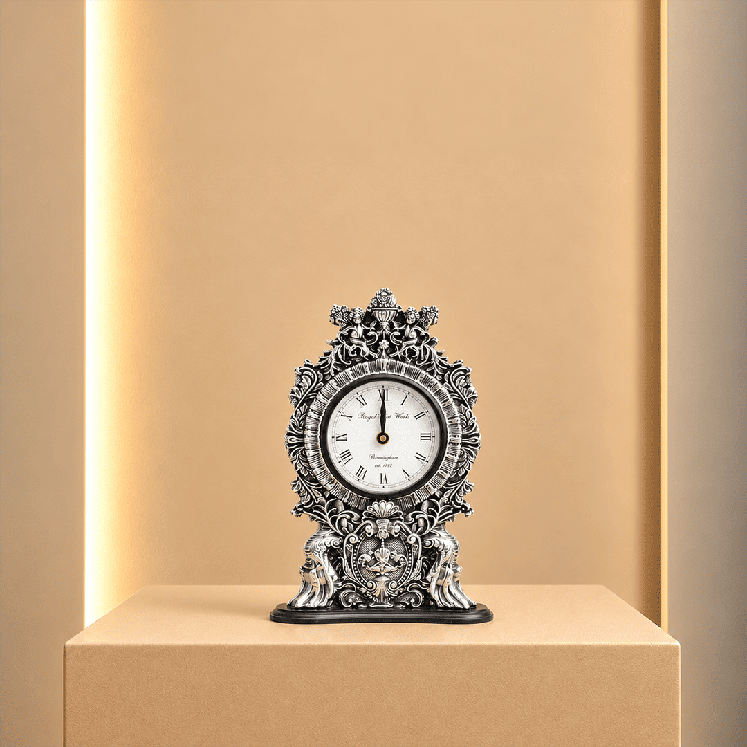 Imperial Silver Desk Clock