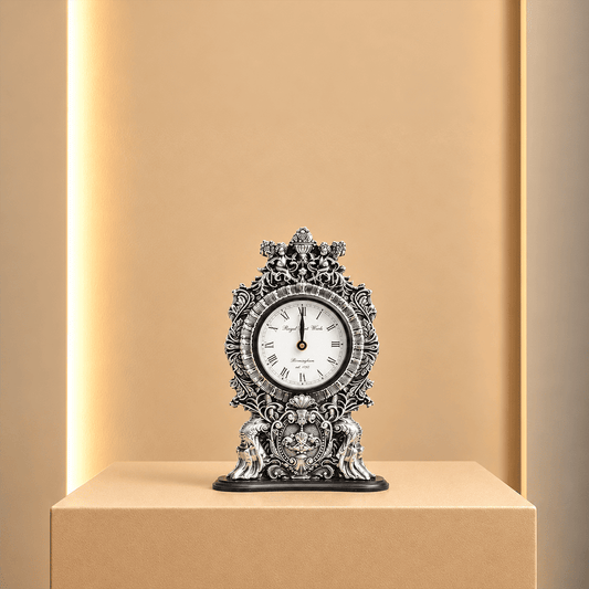 Imperial Silver Desk Clock
