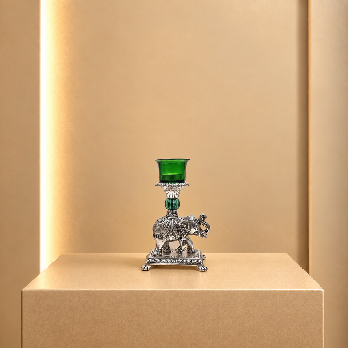 German Silver Elephant Candle Holder
