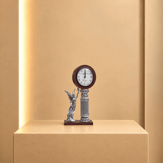 Silver Celestial Angel Table Clock