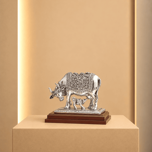 Divine Kamdhenu Silver Idol