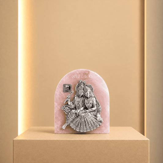 Divine Radha Krishna Rose Quartz Idol