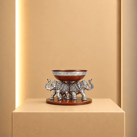 Royal Three Elephant Silver Bowl